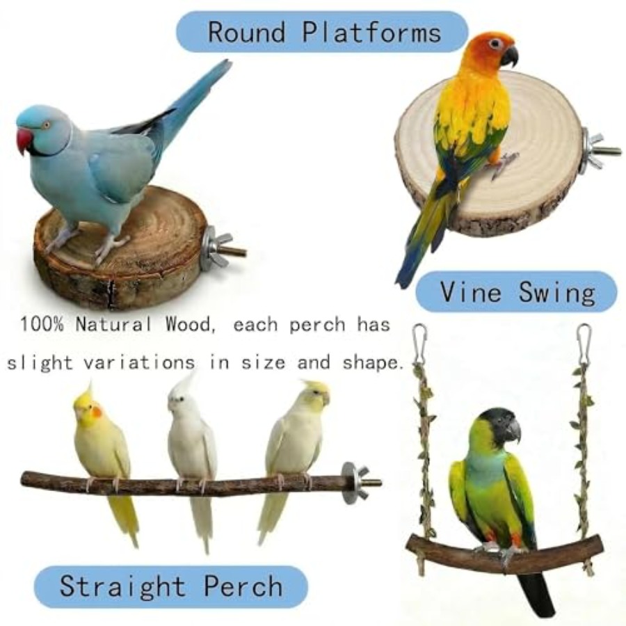 8PCS natural wood bird perches - Health & Wellness Rehab ulasan dan harga