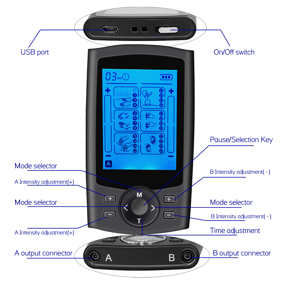 24 Modes Tens Massager EMS Mus - Tens Pain Relief Unit ulasan dan harga